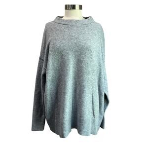 Aerie Oversized Lounge Sweater Heather Gray Cozy Knit Size L